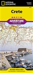 Crete Adventure Travel map. The front side of the Crete map details the eastern region of the island with the Sea of Crete to the north. The reverse side of the map shows the western region of the island with the Aegean Sea to the north and the Mediterran