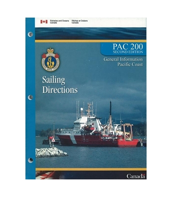 Pacific Coast Sailing Directions - PAC200. General Information for the entire Pacific Coast. Complementing CHS charts and other publications, provides comprehensive information on navigational hazards, buoyage systems, pilotage, regulations, ports