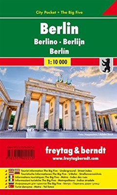 Berlin City Pocket map by Freytag & Berndt. The City Pocket maps are handy pocket sized maps. They show each city and an inset of the metro. On the back there is a street index as well as a legend showing shopping, culinary, culture, nightlife and sights.