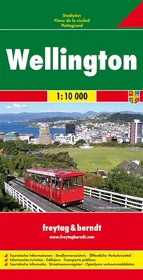 Wellington Map from Freytag and Berndt includes tourist information, points of interest, index and road distances. It includes street plan of Wellington and extends south to Island Bay, Houghton Bay and international airport, west to Karori and north to K