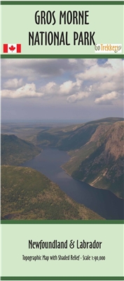 Gros Morne National Park map - Newfoundland. Topographic map of Gros Morne National Park showing relief. Scale 1:90,000. The scale of the map is 1:90,000. the size is 30â€ x 34".