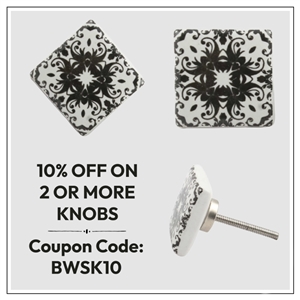 Black White Square Ceramic Knob Coupon