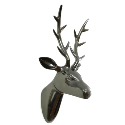 Aluminum Reindeer Head Wall Decor in Black Nickel Finish