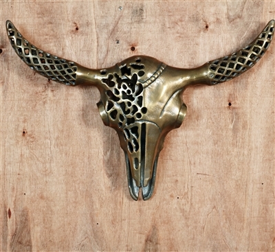 Ornate Metal Bull Skull