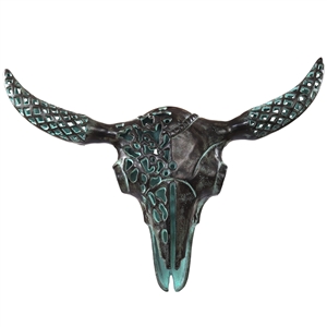 Ornate Metal Bull Skull