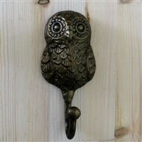 Owl Wall Hook in Antique Brass Finish