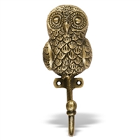 Owl Wall Hook in Antique Brass Finish