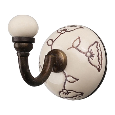 Brown Etched Ceramic Wall Hook