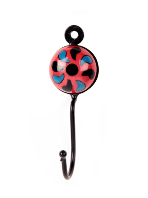 Round Ceramic Tile Hook (Dark Pink)