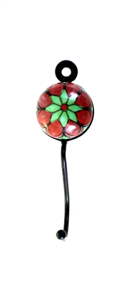 Round Ceramic Tile Hook (Green and Red)