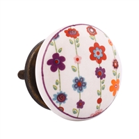 Multicolored Flower Ceramic Cabinet Knob