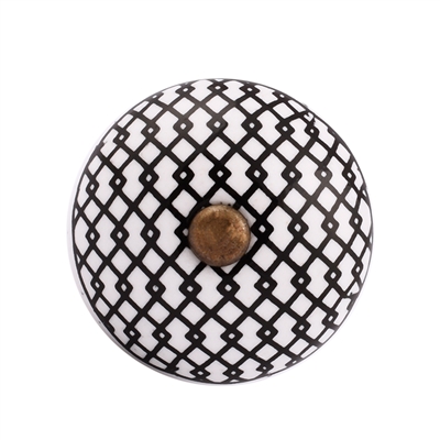 Black White Ceramic Cabinet Knob