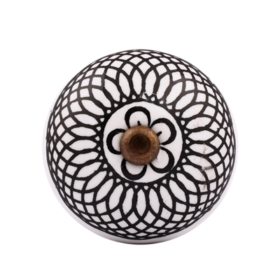 Black White Ceramic Cabinet Knob