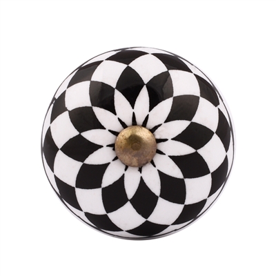 Black White Ceramic Cabinet Knob