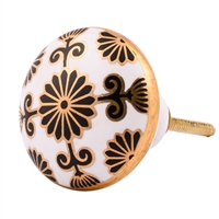 Black Gold Flower Ceramic Cabinet Knob