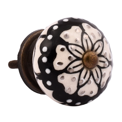 Black White Ceramic Cabinet Knob