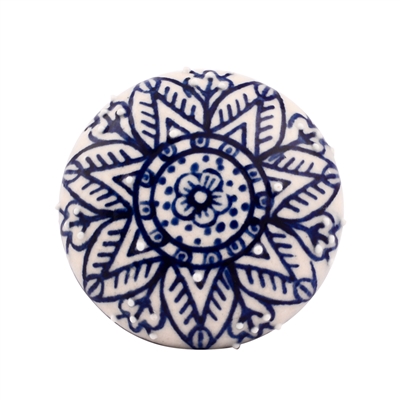 Blue Floral Ceramic Cabinet Knob