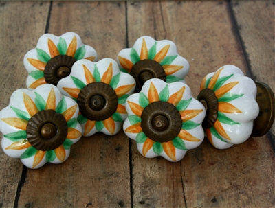 Melon knob with orange and green pattern