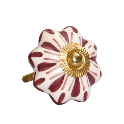 Burgundy Red Ceramic Cabinet Knob