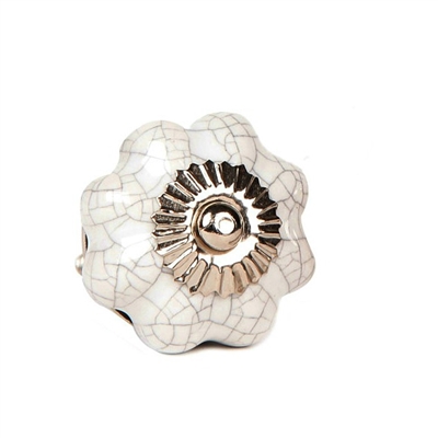 White Melon Cabinet Knob with Crackle Finish