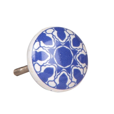 Blue pattern ceramic knob
