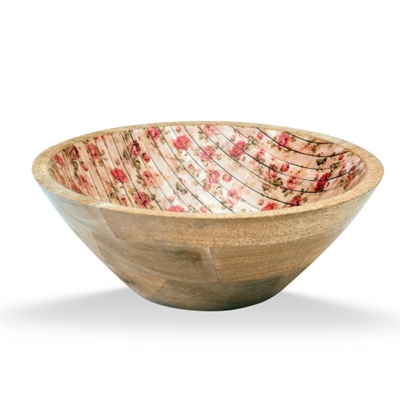 Enamel Wood Salad Bowl