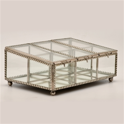 Decorative Six Compartment Glass Keepsake Box