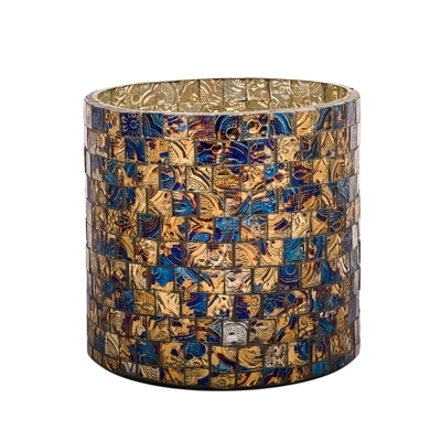 Cylindrical Mosaic Glass Votive Candle Holder