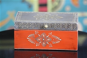 Wooden Jewelry Box (Orange and Grey)