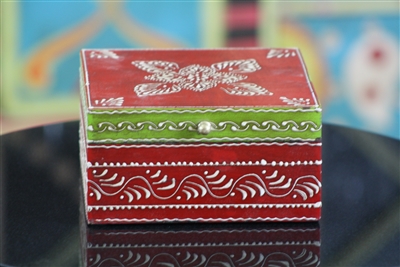 Wooden Jewelry Box (Dark Pink and Green)