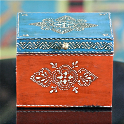 Wooden Jewelry Box (Blue and Orange)