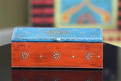 Wooden Jewelry Box (Orange and Blue)