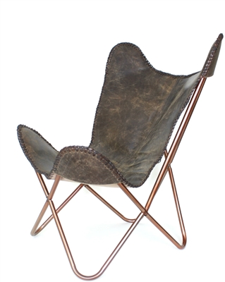 Leather Butterfly Chair (Dark Tan)