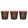 Set of Three Identical  Metal Tealight Candle Holders in Black & Copper Finish