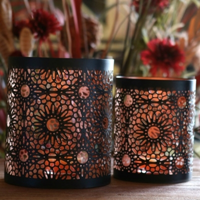 Set of Two Metal Tealight & Votive Candle Holders