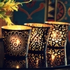Set of Three Metal Tealight Candle Holders in Black & Gold Finish