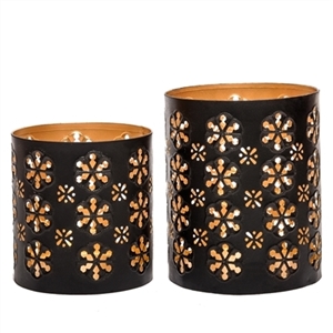 Set of Two Metal Votive Candle Holders