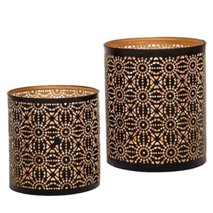 Set of Two Metal Votive Candle Holders