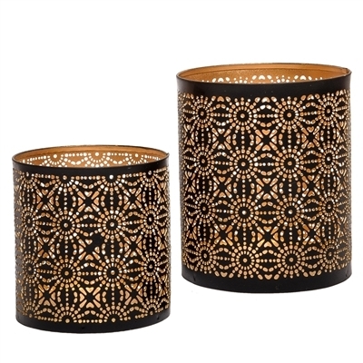 Set of Two Metal Votive Candle Holders