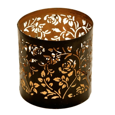 Metal Tealight & Votive Candle Holder (Black & Gold Finish)