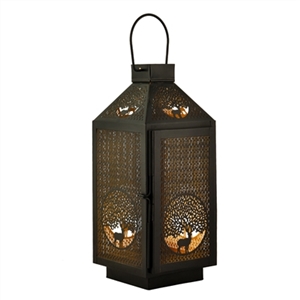 Decorative Deer Cutout Tabletop Metal Lantern