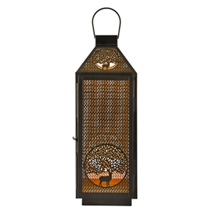 Deer Cutout Tabletop Metal Lantern - Ships Free