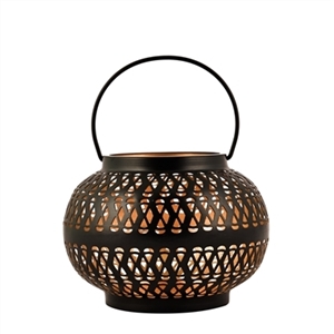 Globe Metal Lantern in Black & Gold Finish - Ships Free