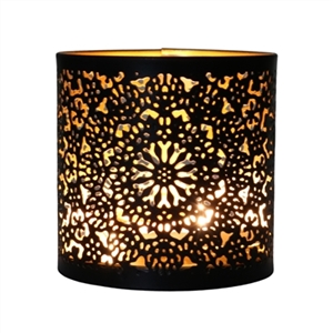 Metal Tealight & Votive Candle Holder (Black & Gold Finish)