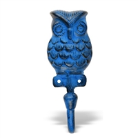 Owl Wall Hook in Blue Distressed Finish