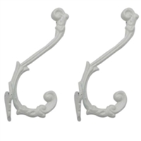 Set of Two White Iron Wall Hooks