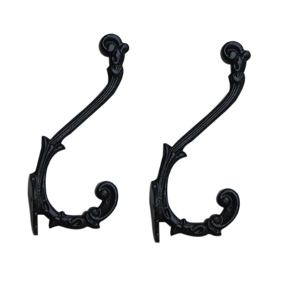 Set of Two Black Iron Wall Hook
