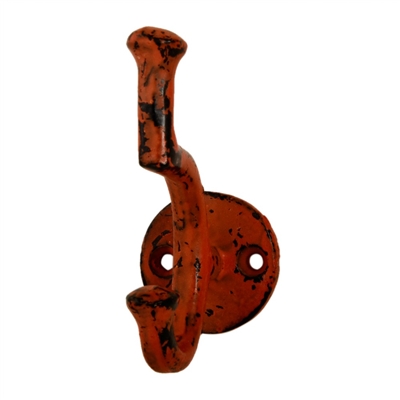 Iron Wall Hook in Distressed Orange