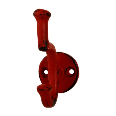 Iron Wall Hook in Distressed Red