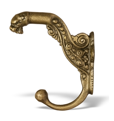 Ornate Tiger Wall Hook in Antique Brass Finish